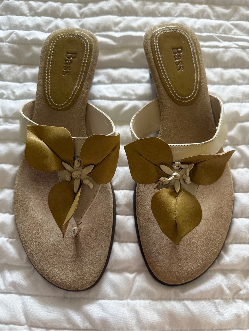 Bass Women’s Olive and Cream Floral Thong Sandals